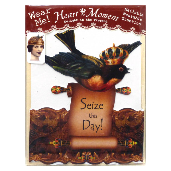 Greeting Card with Tiara, Seize This Day, Sparrow