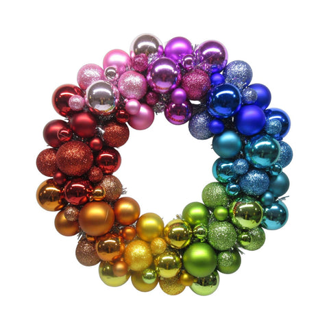18in Rainbow Ball Wreath