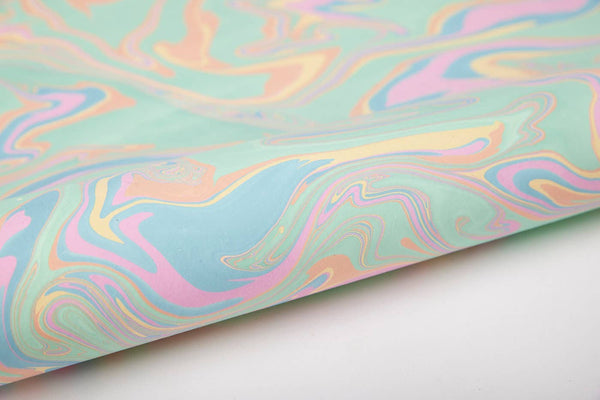 Hand Marbled Wrapping Paper Sheets - Pastel Punch