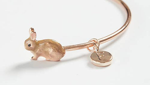 Enamel Rabbit Bangle - Yellow Hanging