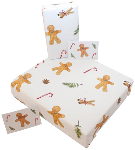 Christmas Gingerbread Men Wrapping Paper • 100% Recycled
