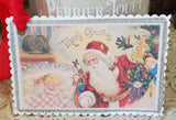 Christmas Postcard Santa n Child Gift Tag Ornament Keepsake