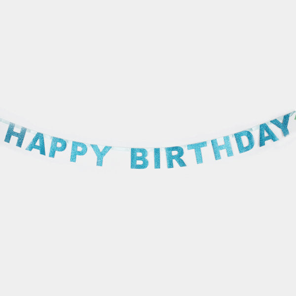 Blue Glitter Happy Birthday Garland (6 ft)