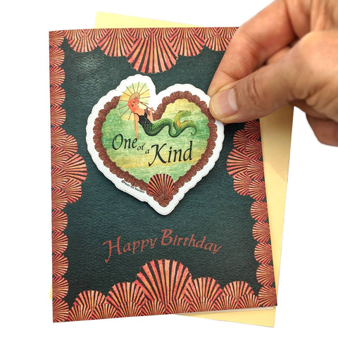 Greeting Card, "One of a Kind", with Detachable Sticker Gift