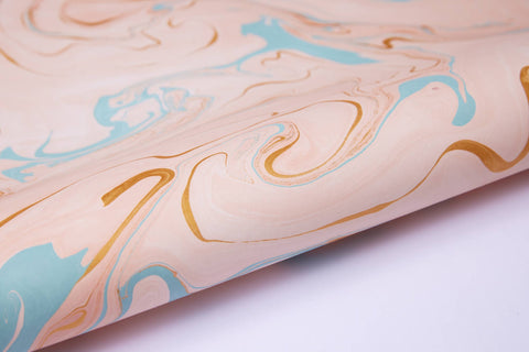 Hand Marbled Gift Wrap Sheets - Blush Pink