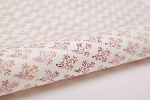 Hand Block Printed Gift Wrap Sheets - Primrose Blossom