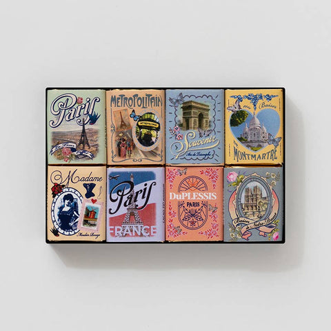 Coffret "Paris vintage" Chocolat Noir 72% ou au Lait 35%