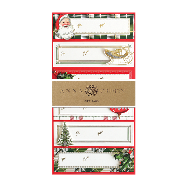 Gift Tags 3-D Holiday Labels Red & Green Plaid