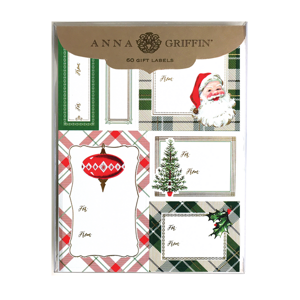 Holiday Gift Tag Stickers Green Plaid