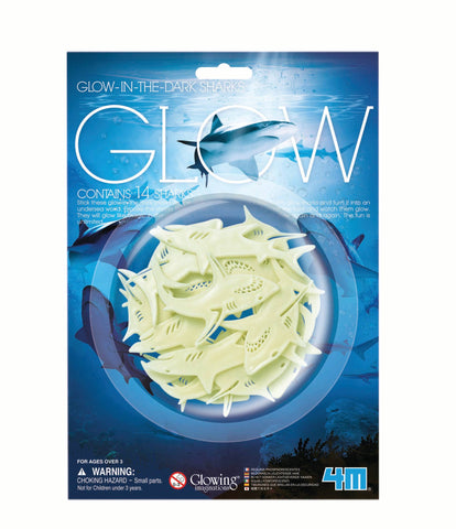 4M Glow in The Dark Sharks Stock-On Room Décor