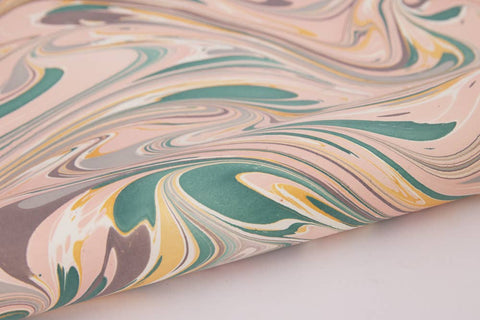 Hand Marbled Gift Wrap Sheets - Rose Quartz