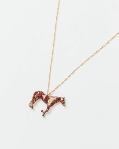 Enamel Farm Horse Long Necklace