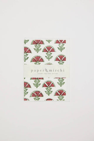 Hand Block Printed Greeting Card - Thistle Scarlet