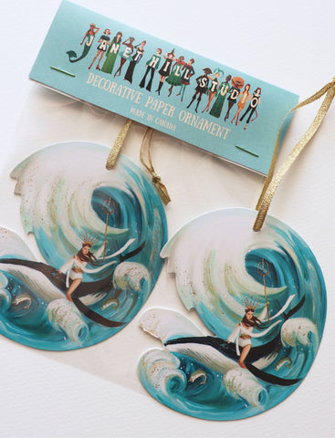 Whalerider Paper Ornament/ Gift Tag/ Die Cut Decoration