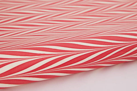 Hand Marbled Gift Wrap Sheets - Candy Stripes  Red