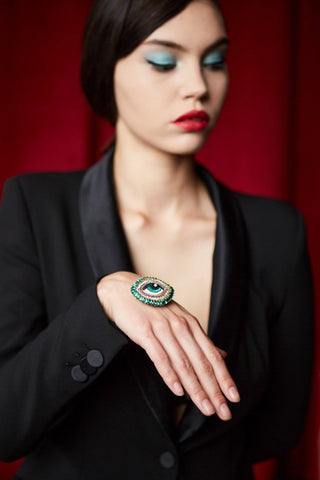 Mini broche Hollywood vert d'eau