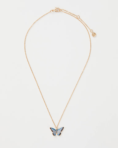 Enamel Blue Butterfly Short Necklace