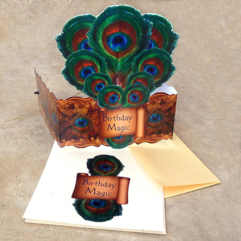 Greeting Card with Tiara, Birthday Magic, Peacock