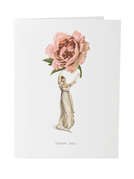 Woman and Rose Thank You Card