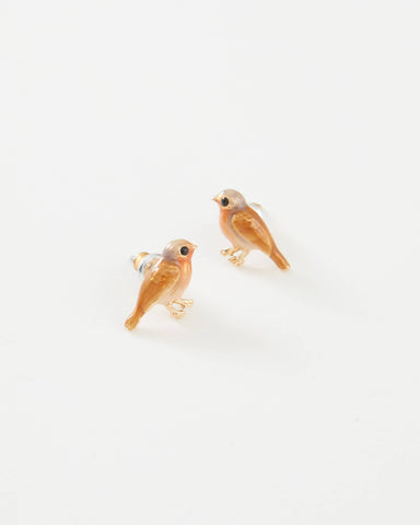 Enamel Robin Stud Earrings - Match box