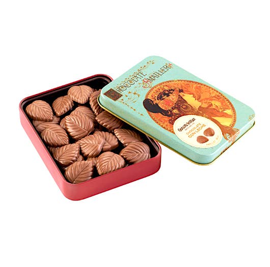 Simon Coll Amattler Milk Chocolate leaves tin