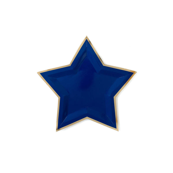 SSP840 - Blue Star Shaped 9" Gold Foiled Plates