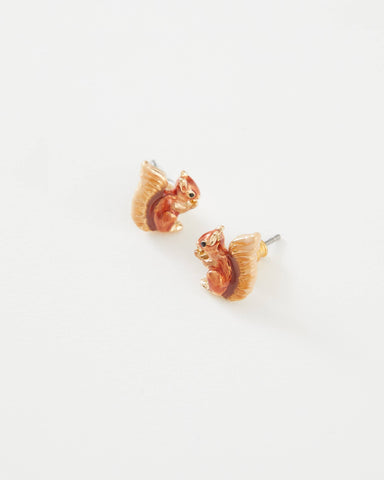 Enamel Red Squirrel Stud Earrings - Match box