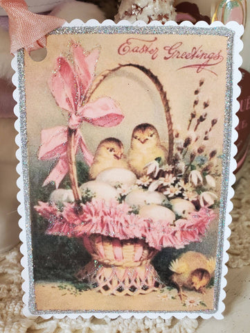 Easter Gift Tag Chics n Eggs in Basket