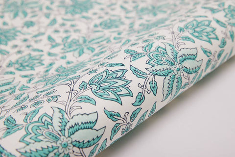 Hand Block Printed Gift Wrap Sheets - Bouquet Breeze