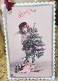 Christmas Gift Tag Joyeux Noel Angel n Tree