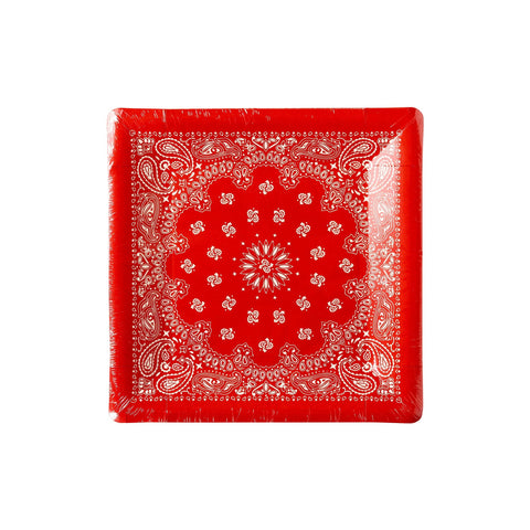 PLTS366R-MME - Blue Bandana Paper Plate