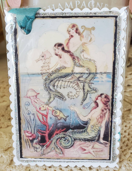 Mermaids n Seahorse Gift Tag Ornament Keepsake: Small
