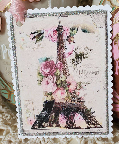 Gift Tag Eiffel Tower n Roses