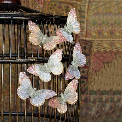 Mandarin Butterflies on Clip - Box of 6 - White, Grey, Taupe