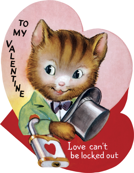 Boy Cat With Top Hat Die-Cut Valentine