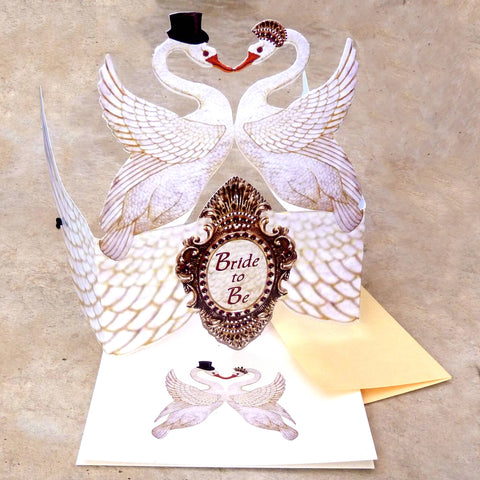 Greeting Card with Tiara, Bride to Be, Swans