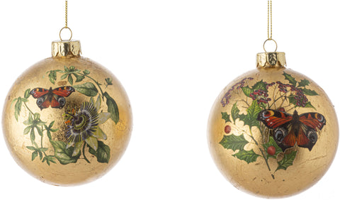 Gold glass ball butterfly ornaments