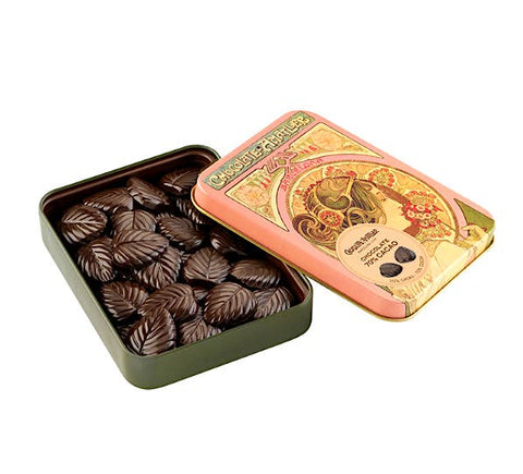 Simon Coll Amatller 70% Chocolate leaves tin