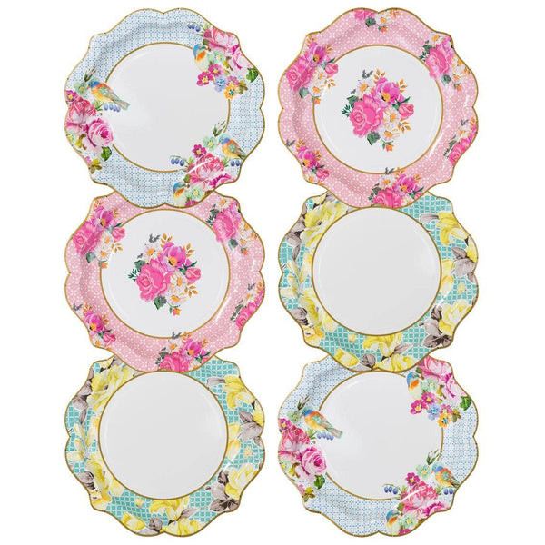 Truly Scrumptious Pretty Floral Plates - 12 Pacl
