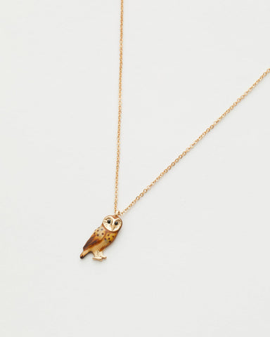 Enamel Barn Owl Short Necklace