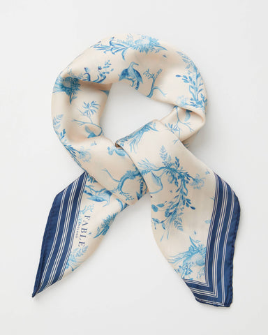 Toile de Jouy Vintage Blue Square Scarf