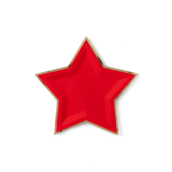 PGB841 - Red Star Shaped 9" Gold Foiled Plates