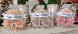 Crown Tiara Glitter n Ribbon: Cream Music Notes / Happy Birthday