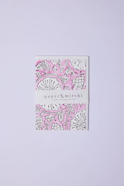 Hand Block Printed Greeting Card - Mughal Garden Soft Rose