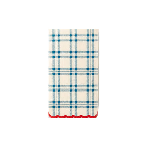 PLTS368o-MME - Blue Scallop Plaid Paper Dinner Napkin