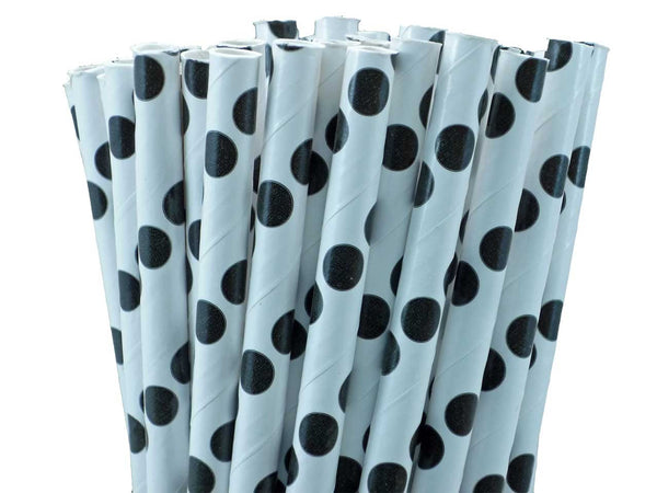 POLKA DOT PAPER STRAWS-BLACK