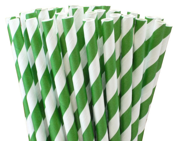 GREEN STRIPED PAPER STRAWS