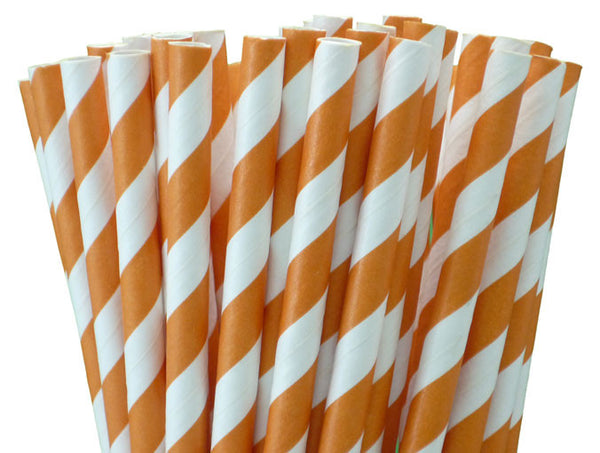 ORANGE STRIPED PAPER STRAWS