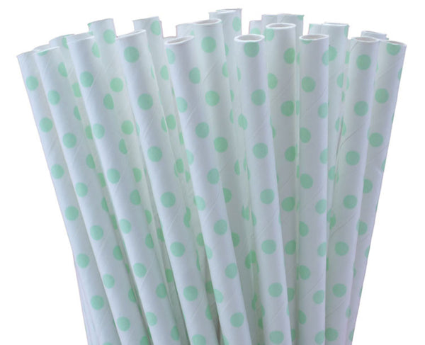 SWISS DOT PAPER STRAWS-MINT