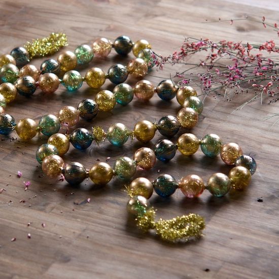 Gold Brushed Tinsel Ball Garland